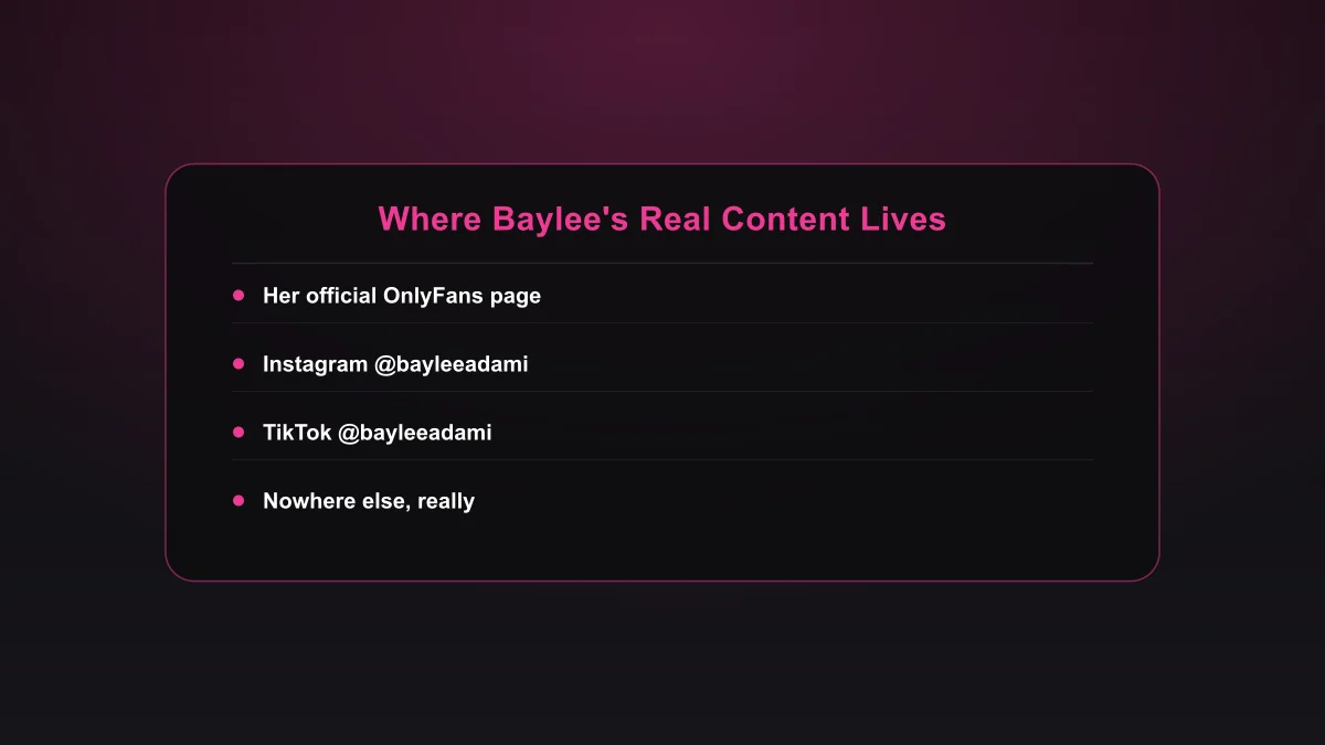 Where Baylee Adami's real content lives infographic